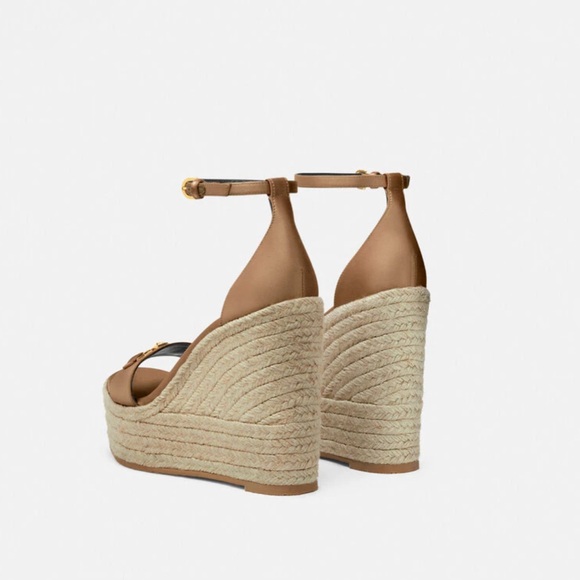 New $775  Versace MEDUSA '95 SATIN WEDGE SANDALS 120 MM - Picture 5 of 17